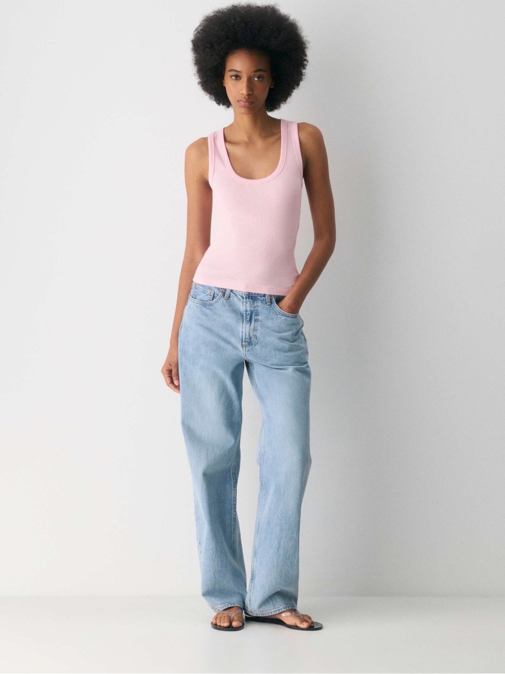 Aritzia Homestretch Ribbed Tank Top in Jellybean Pink S